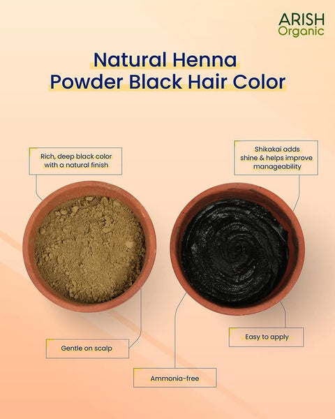Henna Powder Black Hair Color (Pack of 5 Sachets 15gm Each)