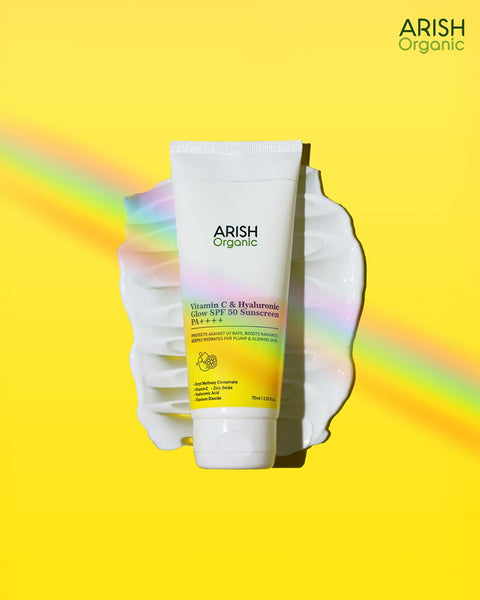 Vitamin C & Hyaluronic Glow SPF 50 Sunscreen PA++++ (75 ml) - Arish Bionatural