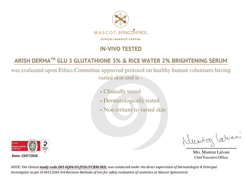 ARISH DERMA Glutathione 3% & 2% Rice Water Brightening Serum - Arish Bionatural