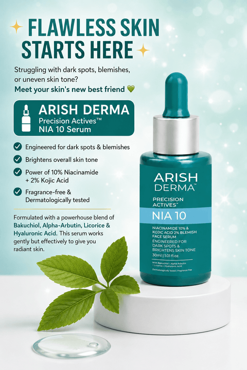 ARISH DERMA Niacinamide 10%+ Kojic Acid 2% Blemish Serum - Arish Bionatural