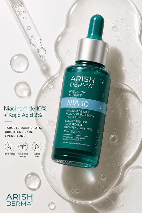 ARISH DERMA Niacinamide 10%+ Kojic Acid 2% Blemish Serum - Arish Bionatural