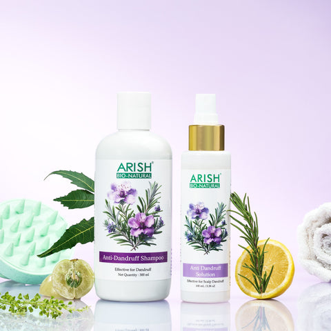 Dandruff Defense Duo Pack | Anti Dandruff Shampoo+ Anti Dandruff Solution - Arish Bionatural