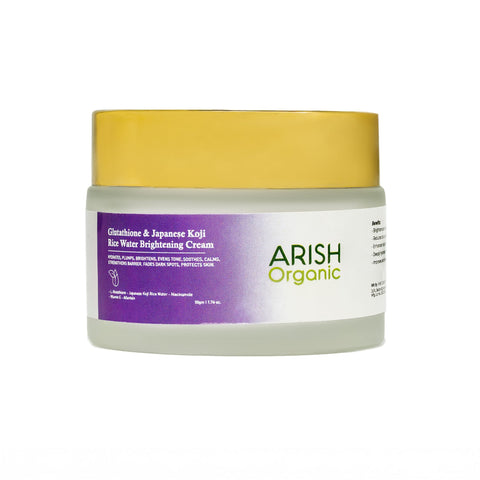 Glutathione & Japanese Koji Rice Water Brightening Cream Arish Bionatural Glutathione & Japanese Koji Rice Water Brightening Cream Arish Bionatural