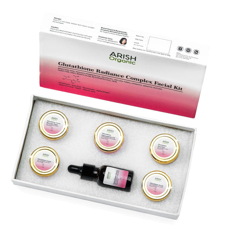 Glutathione Radiance Complex Facial Kit | Brightening & Pigmentation Control | 6 - Step Facial Treatment | With Glutathione, Kojic Acid & Niacinamide - Arish Bionatural