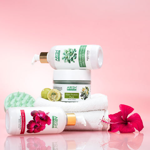 Hair Damage Repair Combo | Milk Protein Shampoo+Silk Hair Conditioner+Hair Protein Pack - Arish Bionatural