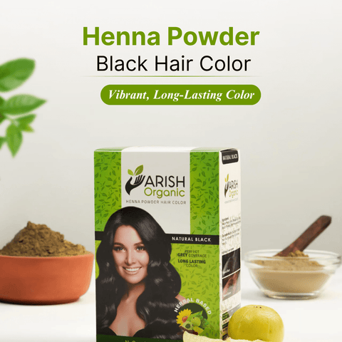 Henna Powder Black Hair Color (Pack of 5 Sachets 15gm Each) - Arish Bionatural