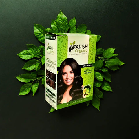 Henna Powder Black Hair Color (Pack of 5 Sachets 15gm Each) - Arish Bionatural