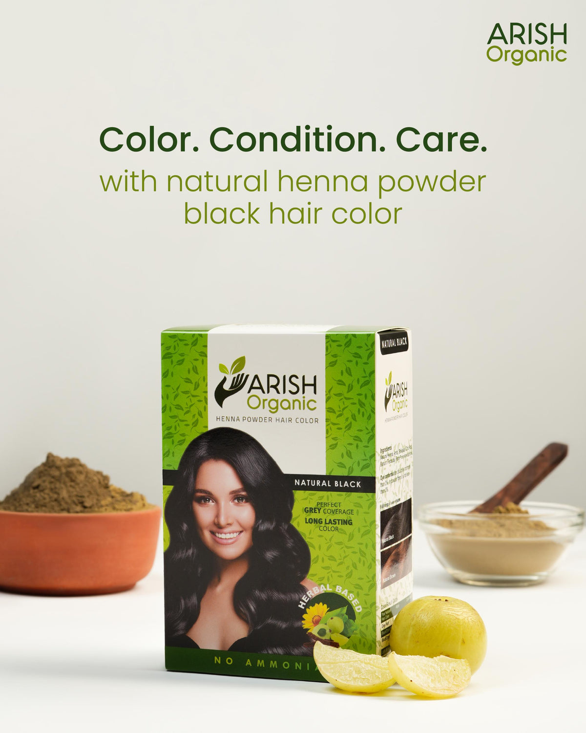 Henna Powder Black Hair Color (Pack of 5 Sachets 15gm Each) - Arish Bionatural