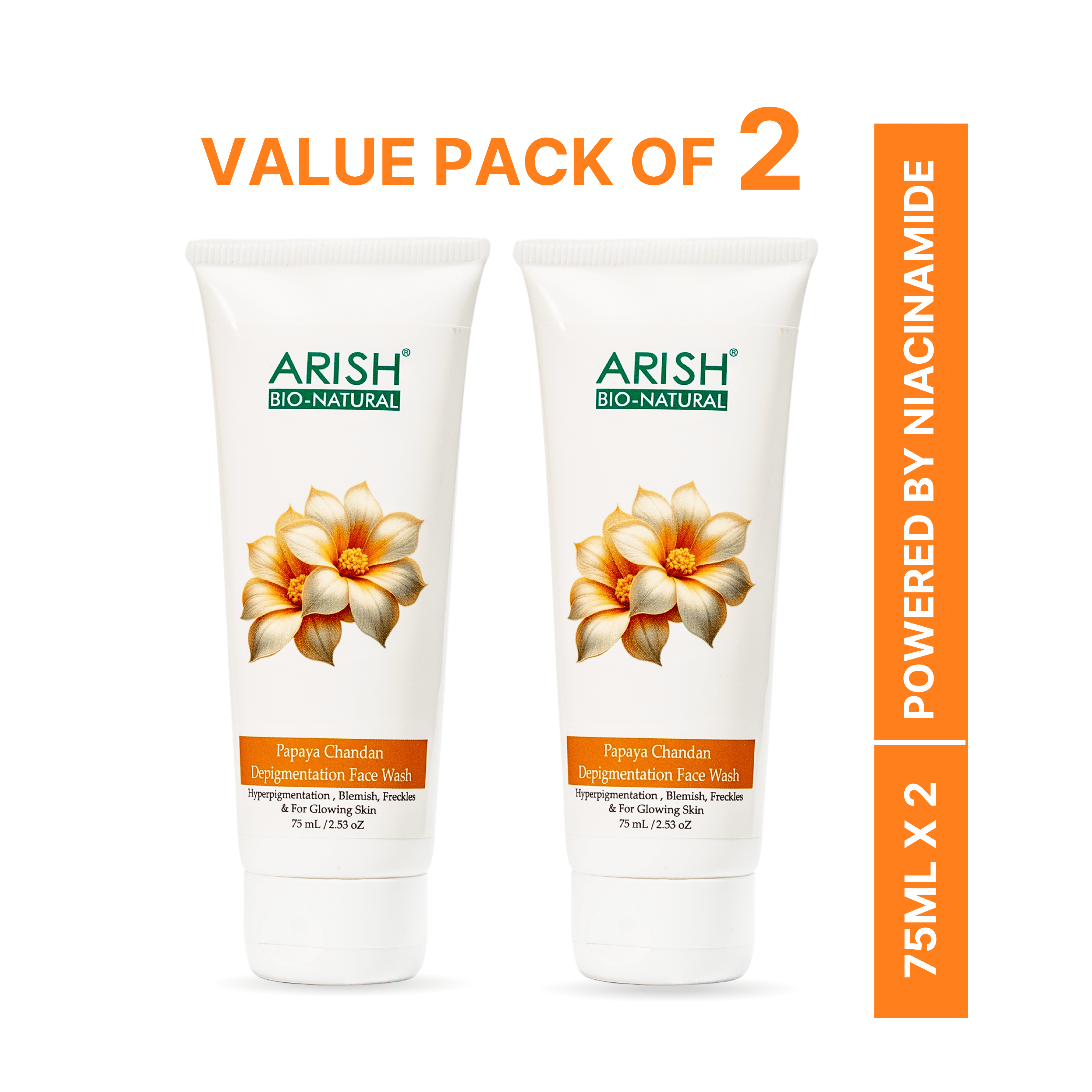 Papaya Chandan Depigmentation Face Wash | Value Pack Of 2 - Arish Bionatural
