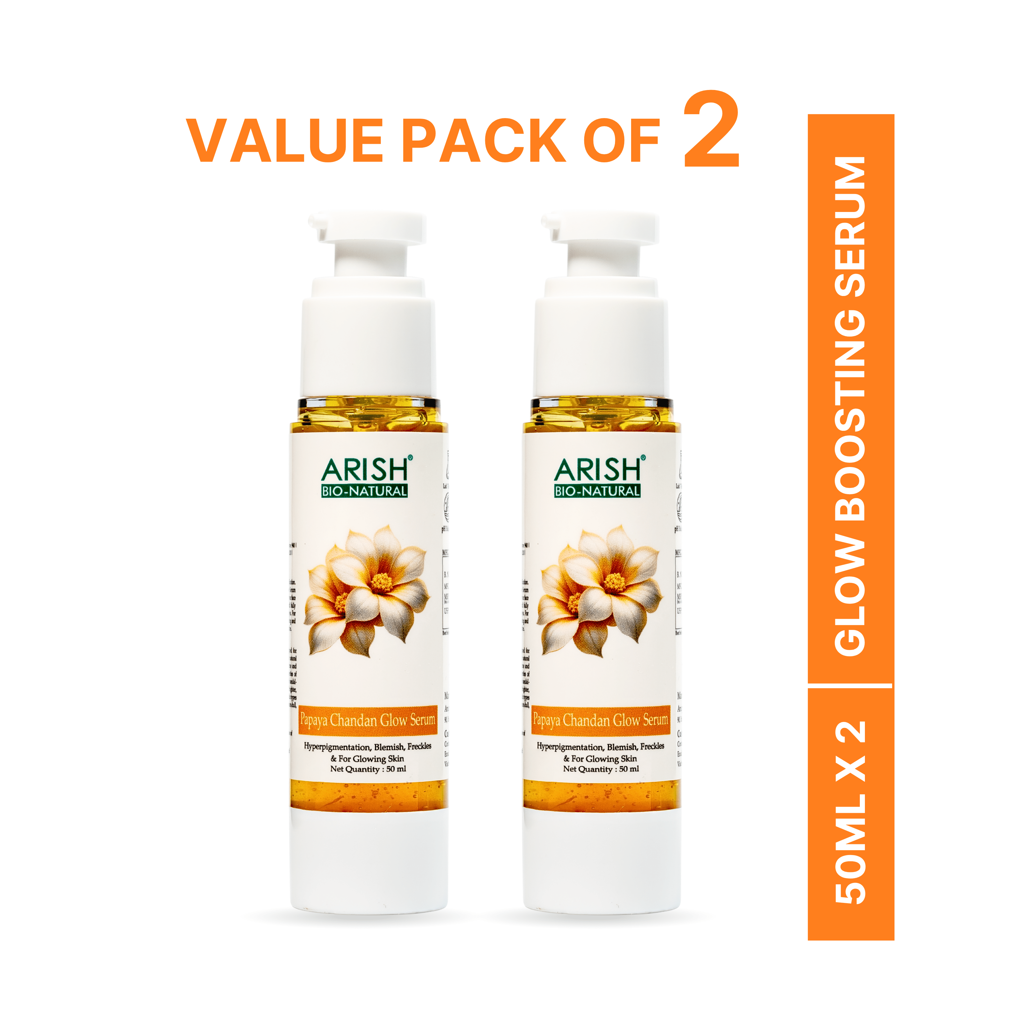 Papaya Chandan Glow Serum | Value Pack Of 2 - Arish Bionatural