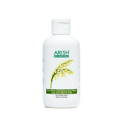 Rice Water Exfoliating Body Wash with AHA BHA & PHA (200 ml) - Arish Bionatural