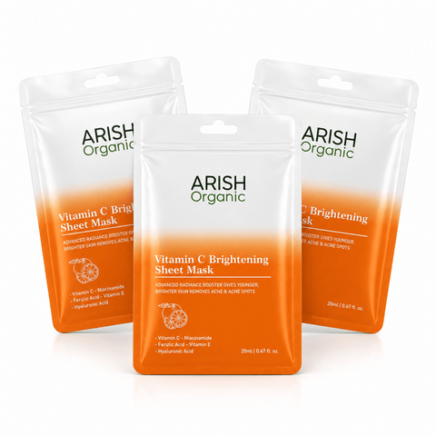 Vitamin C Brightening Sheet Mask Pack Of 3 (3*20ml) - Arish Bionatural